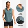 imageG Gradual Sleeveless Golf Shirts for Women Collared V Neck Tennis Tank Top Cooling Polo UPF 50 Quick Dry LightweightHeather Grey Sage