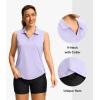 imageG Gradual Sleeveless Golf Shirts for Women Collared V Neck Tennis Tank Top Cooling Polo UPF 50 Quick Dry LightweightHeather Light Purple