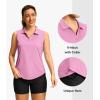 imageG Gradual Sleeveless Golf Shirts for Women Collared V Neck Tennis Tank Top Cooling Polo UPF 50 Quick Dry LightweightHeather Light Rose