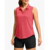 imageG Gradual Sleeveless Golf Shirts for Women Collared V Neck Tennis Tank Top Cooling Polo UPF 50 Quick Dry LightweightHeather Red