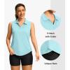imageG Gradual Sleeveless Golf Shirts for Women Collared V Neck Tennis Tank Top Cooling Polo UPF 50 Quick Dry LightweightHeather Sky Blue