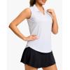 imageG Gradual Sleeveless Golf Shirts for Women Collared V Neck Tennis Tank Top Cooling Polo UPF 50 Quick Dry LightweightHeather White