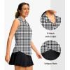 imageG Gradual Sleeveless Golf Shirts for Women Collared V Neck Tennis Tank Top Cooling Polo UPF 50 Quick Dry LightweightHoundstooth