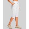imageG Gradual Womens 15 Long Shorts Below The Knee Hiking Cargo Capris Stretch Quick Dry Bermuda Shorts for Women with PocketsDwhite