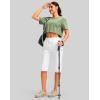 imageG Gradual Womens 15 Long Shorts Below The Knee Hiking Cargo Capris Stretch Quick Dry Bermuda Shorts for Women with PocketsDwhite