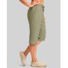 imageG Gradual Womens 15 Long Shorts Below The Knee Hiking Cargo Capris Stretch Quick Dry Bermuda Shorts for Women with PocketsLight Green