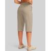 imageG Gradual Womens 15 Long Shorts Below The Knee Hiking Cargo Capris Stretch Quick Dry Bermuda Shorts for Women with PocketsLight Khaki