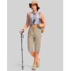 imageG Gradual Womens 15 Long Shorts Below The Knee Hiking Cargo Capris Stretch Quick Dry Bermuda Shorts for Women with PocketsLight Khaki