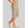imageG Gradual Womens 15 Long Shorts Below The Knee Hiking Cargo Capris Stretch Quick Dry Bermuda Shorts for Women with PocketsLight Khaki