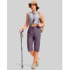imageG Gradual Womens 15 Long Shorts Below The Knee Hiking Cargo Capris Stretch Quick Dry Bermuda Shorts for Women with PocketsPurple