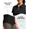 imageG Gradual Womens Golf Shirt Metal Zip Up Polo Short Sleeve Tennis Work Athletic Collared Top Quick Dry LightweightBlack