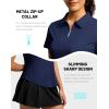 imageG Gradual Womens Golf Shirt Metal Zip Up Polo Short Sleeve Tennis Work Athletic Collared Top Quick Dry LightweightDark Blue