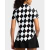 imageG Gradual Womens Golf Shirt Metal Zip Up Polo Short Sleeve Tennis Work Athletic Collared Top Quick Dry LightweightGrey Argyle