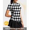 imageG Gradual Womens Golf Shirt Metal Zip Up Polo Short Sleeve Tennis Work Athletic Collared Top Quick Dry LightweightGrey Argyle