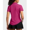 imageG Gradual Womens Golf Shirt Metal Zip Up Polo Short Sleeve Tennis Work Athletic Collared Top Quick Dry LightweightLight Rose