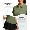imageG Gradual Womens Golf Shirt Metal Zip Up Polo Short Sleeve Tennis Work Athletic Collared Top Quick Dry LightweightOlive