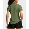 imageG Gradual Womens Golf Shirt Metal Zip Up Polo Short Sleeve Tennis Work Athletic Collared Top Quick Dry LightweightOlive