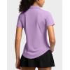 imageG Gradual Womens Golf Shirt Metal Zip Up Polo Short Sleeve Tennis Work Athletic Collared Top Quick Dry LightweightPurple