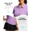 imageG Gradual Womens Golf Shirt Metal Zip Up Polo Short Sleeve Tennis Work Athletic Collared Top Quick Dry LightweightPurple