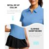 imageG Gradual Womens Golf Shirt Metal Zip Up Polo Short Sleeve Tennis Work Athletic Collared Top Quick Dry LightweightSky Blue