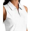 imageG Gradual Womens Golf Shirt Sleeveless Zip Up Polo Shirts for Women Collared Lightweight Tennis Athletic Tank TopBlack Dot