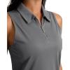 imageG Gradual Womens Golf Shirt Sleeveless Zip Up Polo Shirts for Women Collared Lightweight Tennis Athletic Tank TopDark Grey