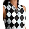 imageG Gradual Womens Golf Shirt Sleeveless Zip Up Polo Shirts for Women Collared Lightweight Tennis Athletic Tank TopGrey Argyle
