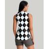 imageG Gradual Womens Golf Shirt Sleeveless Zip Up Polo Shirts for Women Collared Lightweight Tennis Athletic Tank TopGrey Argyle
