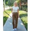 imageG Gradual Womens Yoga Pants Wide Leg wiht Pockets High Waist Stretch Loose Casual Lounge Sweatpants PetiteRegularTallBrown