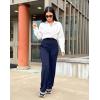 imageG Gradual Womens Yoga Pants Wide Leg wiht Pockets High Waist Stretch Loose Casual Lounge Sweatpants PetiteRegularTallDark Blue
