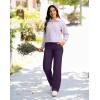 imageG Gradual Womens Yoga Pants Wide Leg wiht Pockets High Waist Stretch Loose Casual Lounge Sweatpants PetiteRegularTallDeep Purple