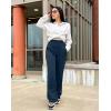 imageG Gradual Womens Yoga Pants Wide Leg wiht Pockets High Waist Stretch Loose Casual Lounge Sweatpants PetiteRegularTallIndigo