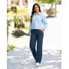 imageG Gradual Womens Yoga Pants Wide Leg wiht Pockets High Waist Stretch Loose Casual Lounge Sweatpants PetiteRegularTallIndigo