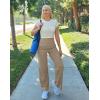 imageG Gradual Womens Yoga Pants Wide Leg wiht Pockets High Waist Stretch Loose Casual Lounge Sweatpants PetiteRegularTallKhaki