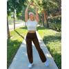 imageG Gradual Womens Yoga Pants Wide Leg wiht Pockets High Waist Stretch Loose Casual Lounge Sweatpants PetiteRegularTallReddish Brown
