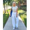 imageG Gradual Womens Yoga Pants Wide Leg wiht Pockets High Waist Stretch Loose Casual Lounge Sweatpants PetiteRegularTallWhite