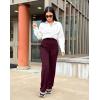imageG Gradual Womens Yoga Pants Wide Leg wiht Pockets High Waist Stretch Loose Casual Lounge Sweatpants PetiteRegularTallWine
