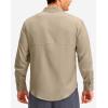 imageMens Long Sleeve Sun Protection Fishing Shirt with Zipper Pockets UPF 50 Lightweight Cool Sun Shirts for Men Hiking OutdoorKhaki