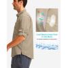 imageMens Long Sleeve Sun Protection Fishing Shirt with Zipper Pockets UPF 50 Lightweight Cool Sun Shirts for Men Hiking OutdoorKhaki