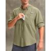 imageMens Long Sleeve Sun Protection Fishing Shirt with Zipper Pockets UPF 50 Lightweight Cool Sun Shirts for Men Hiking OutdoorSage Green