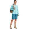imageWomens 10quot Hiking Golf Long Shorts with 5 Pockets Knee Length Lightweight Quick Dry Cargo Bermuda Shorts for WomenBlue
