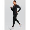 imageWomens Thermal Fleece Tops Long Sleeve Workout Shirts Running Athletic Base Layer with Thumb Holes Zipper PocketBlack
