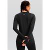 imageWomens Thermal Fleece Tops Long Sleeve Workout Shirts Running Athletic Base Layer with Thumb Holes Zipper PocketBlack
