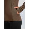 imageWomens Thermal Fleece Tops Long Sleeve Workout Shirts Running Athletic Base Layer with Thumb Holes Zipper PocketBrown