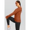 imageWomens Thermal Fleece Tops Long Sleeve Workout Shirts Running Athletic Base Layer with Thumb Holes Zipper PocketCaramel