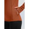 imageWomens Thermal Fleece Tops Long Sleeve Workout Shirts Running Athletic Base Layer with Thumb Holes Zipper PocketCaramel