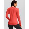 imageWomens Thermal Fleece Tops Long Sleeve Workout Shirts Running Athletic Base Layer with Thumb Holes Zipper PocketCoral