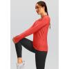 imageWomens Thermal Fleece Tops Long Sleeve Workout Shirts Running Athletic Base Layer with Thumb Holes Zipper PocketCoral