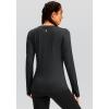imageWomens Thermal Fleece Tops Long Sleeve Workout Shirts Running Athletic Base Layer with Thumb Holes Zipper PocketDark Gray