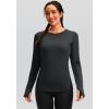 imageWomens Thermal Fleece Tops Long Sleeve Workout Shirts Running Athletic Base Layer with Thumb Holes Zipper PocketDark Gray